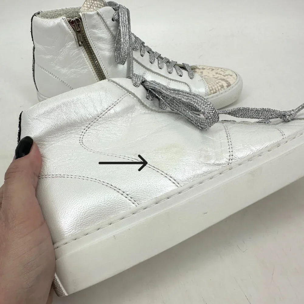P448‎ Star High Top Sneaker Sunset Snake Embossed Leather Glitter White 39 9